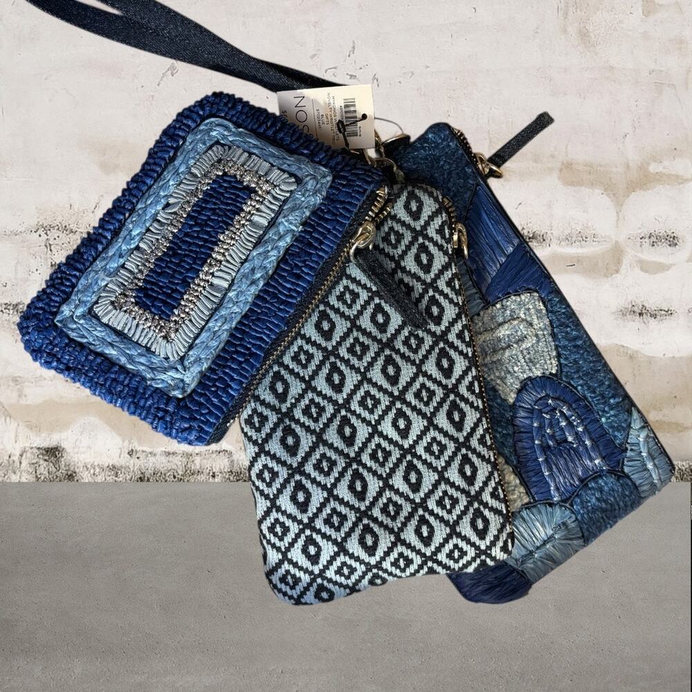 Chico's Blue and Black Clutch Set